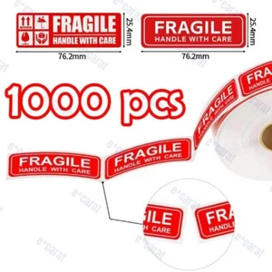 1 Rolle 1000 1 x 3 ZERBRECHLICHER GRIFF MIT PFLEGE Aufkleber Etiketten Versand - Bild 1 von 10