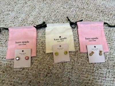Kate Spade Rise & Shine Pink And Yellow  Earrings Plus Pineapple Lot Of 3 NWT - Image 1 of 4