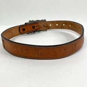 Double S Belt Collection Leather "Kelsey" Cowgirl Silver Horse Buckle Girl Sz 24 - Picture 1 of 11