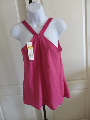 Camisa sin mangas rosa Elle pequeña para mujer encaje lentejuelas correas talla pequeña     Foto 1 de 2