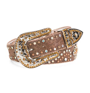 NEW - LODIS - Rhinestone & Copper-Studded Leather Belt - SZ XL - Bild 1 von 6