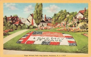 Roger Williams Park, Flag Garden, Providence, Rhode Island PC vintage - Foto 1 di 2