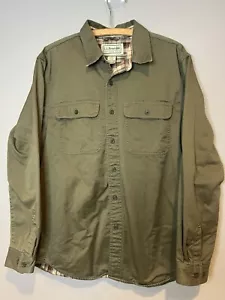 LL Bean Shacket Mens M Green Flannel Lined Shirt Jacket Traditional Fit 298205 - Picture 1 of 7