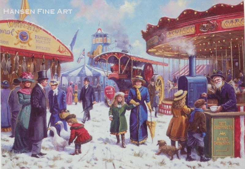Christmas Fair Victorian Edwardian Traction Engine Christmas Xmas Card
