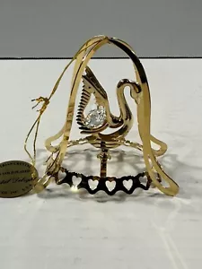 Österreichischer Kristall 24K vergoldetes Schwanenornament 4" - Bild 1 von 5