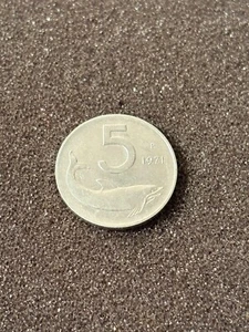 Vintage 1971 5 Lire Coin five Lire Italy Coin Dolphin Italian World Coin - Picture 1 of 5