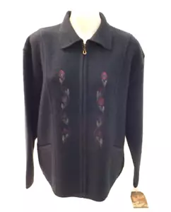 Woolrich Jacket Womens Large Dark Green NWT 100% Wool Embroidered Full Zip New - Picture 1 of 7