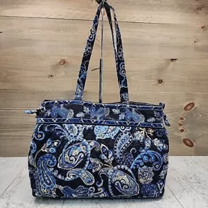 Vera Bradley Womens Purse Shoulder Hand Bag Quilted Windsor Navy Blue Paisley - Picture 1 of 22