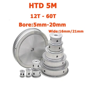 5M Timing Belt Pulleys 5mm to 20mm Bore 12T to 60T for 16mm 21mm Wide Belts CNC - Picture 1 of 25