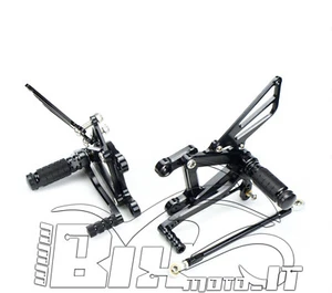 PEDANE ARRETRATE REGOLABILI Kawasaki Ninja ZX-6R 2003 2004 ERGAL NERO - Imagen 1 de 3
