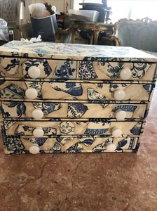 Beautiful Jewelry Box With Draws Fabric Outer Shell 10 3/4" X7 3/4" - Picture 1 of 10