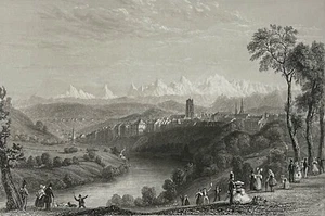 Bern Original Lithograph from 1836 after Barlett and Wallis Switzerland - Picture 1 of 5
