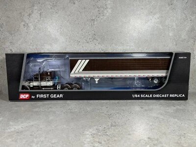 1/64 Peterbilt 359 w/ Utility Van Trailer Brown/Cream DCP By First Gear - Image 1 of 4