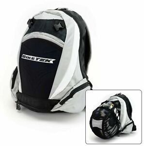 Motorcycle Rucksack Backpack With Helmet Carrier Adjustable Waist Straps BikeTek