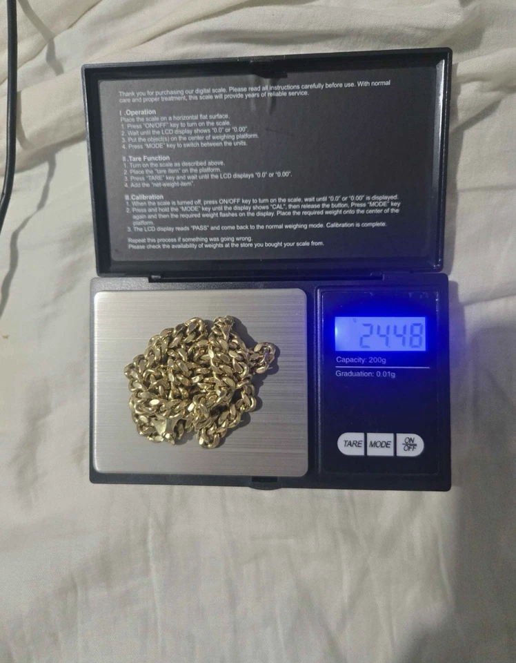 Cadena de eslabones Miami Cuban 10k 24 pulgadas broche de langosta 7 mm Foto 1 de 4