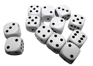 Chessex - Opaque 16mm D6 Dice Block - White with Black - Picture 1 of 3