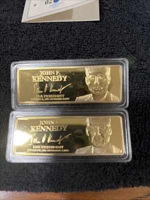 (Two) 2012 Greatest U S Presidents John F Kennedy Gold Layered Ingots.      d - Image 1 of 4