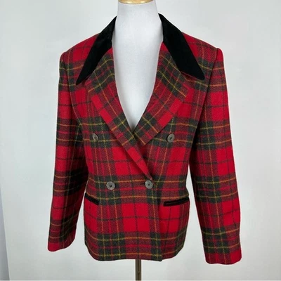 Blazer Signature Expressions Y2K Rojo Lana a Cuadros Gamuza Cuello Talla 14 Foto 1 de 4