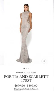 Abito vestito nuovo Portia & Scarlett 1705T oro e argento glitter taglia 8 - Foto 1 di 8