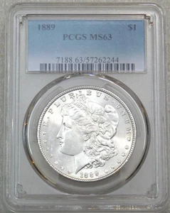 1889 Morgan Silver Dollar PCGS MS63 Frosty Just Graded PQ New Holder #L156E - Picture 1 of 4