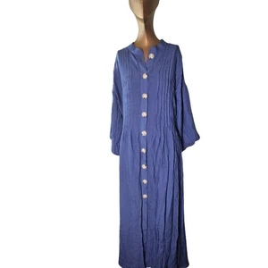 Mare Mare x Anthropologie schieferblau Plissee Ballonärmel Kleid Gr. L Maxi - Bild 1 von 10