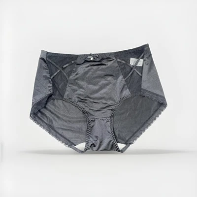 Panties Black Nylon Blended Lace Trim Cotton Gusset XL Bow and Gem New - Image 1 of 4