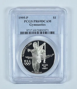 1995-P Olympic Gymnastics Commemorative Dollar PR69 DCAM PCGS Blue Label *6480 - Picture 1 of 5