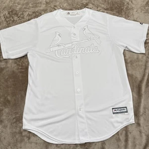 *WOW* MAJESTIC St. Louis CARDINALS WHITE OUT Jersey Mens L mlb baseball shirt - Picture 1 of 12