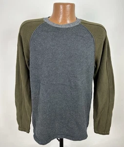 Carbon 2 Cobalt Sweater Mens Medium Colorblock Raglan Crewneck Gray Olive HOLE - Picture 1 of 15