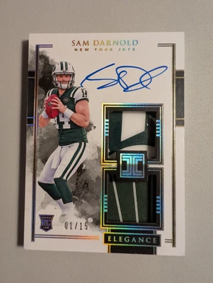 2018 PANINI IMPECCABLE ELEGANCE RC AUTO DUAL HELMET PATCH AUTO SAM DARNOLD #1/15 - Image 1 of 2