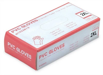2XL Disposable Vinyl Gloves (PVC, Powder- Free) Sold Per Case (1,000 Gloves)