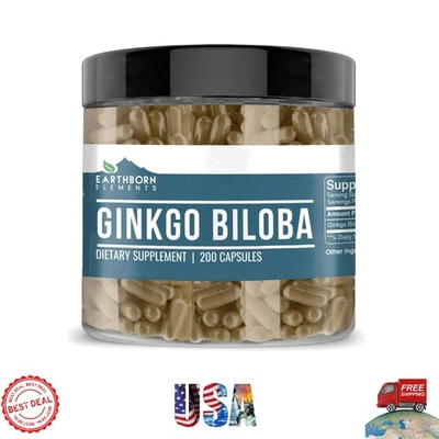 200 cápsulas de Ginkgo Biloba - Suplemento puro a base de plantas para el bienestar cognitivo Foto 1 de 4