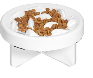 Acrylic Stand Raised Anti-Choke Food Plate Cat Feeder White - Picture 1 of 6