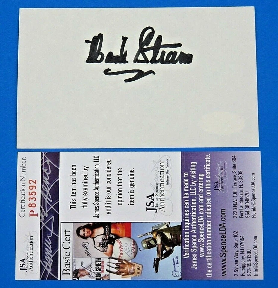 HANK STRAMM SIGNED 3x5 INDEX CARD ~ CHICAGO BEARS FOOTBALL COACH ~ JSA P83592 - Image 1 of 1