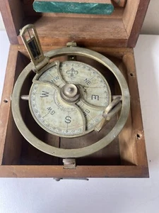 Antique Heath & Co London Maritime compass Bearing plate in wooden box - Picture 1 of 16