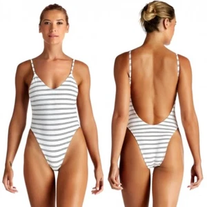 VITAMIN A SWIM CLUB 55 STRIPE YASMEEN HIGH CUT ONE PIECE (6/S) NWT - Picture 1 of 6