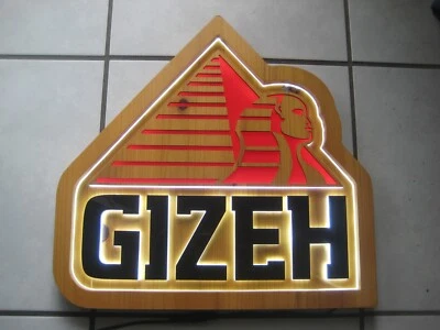 RARITÄT!!! Leuchtreklame aus massiv Holz "GIZEH TABAK ZIGARETTENPAPIER" Werbung - Bild 1 von 4