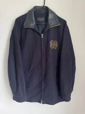 VTG GOLDEN BEAR Varsity Jacket Mens L Notre Dame USA Leather Wool  Full Zip - Image 1 of 4