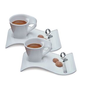 Villeroy & Boch New Wave Caffe Espresso Cups, Saucers and Spoons Set BRAND NEW!!