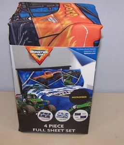 NEW Monster Jam 4-Piece FULL SIZE BED Kids' Microfiber Sheet and Pillowcase Set - Picture 1 of 4