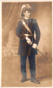 Military Officer in Uniform w/ Sabre Galesburg Illinois Osgood Photo 1910s RPPC - Picture 1 of 2