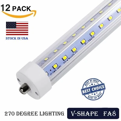 JOMITOP 8ft LED Tube Light F96T12 FA8 Single Pin 8' Fluorescent Lamp Replacement 5000K