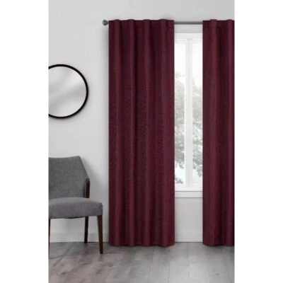Curtain panel blackout window treatment 95"L x 40" burgundy rod pocket back tab - Image 1 of 3