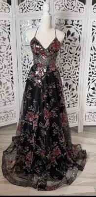 Vestido de Noche Jovani JVN23212 Floral Bordado Negro Multi Talla 2 Vestido Para Mujer Foto 1 de 4