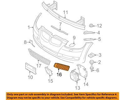 BMW OEM 07-10 335i Front Bumper Grille Bumper Components-Screen 51117154722 - Image 1 of 2