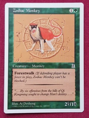 Magic The Gathering PORTAL THREE KINGDOMS ZODIAC MONKEY green card MTG - Image 1 of 2