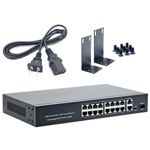 100Mbps 16+2+1 Port POE Power Switch IEEE802.3af/at 100/250meter Transmission - Picture 1 of 18