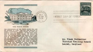 First day cover, Sc #809, White House prexy, Planty 2, Linprint cachet, 1938 - Picture 1 of 1