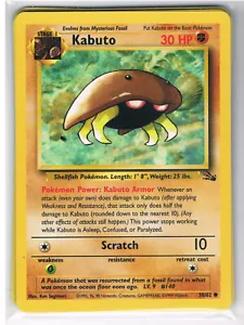 POKEMON FOSSIL KABUTO CARD 50/62 - FREE P&P - Foto 1 di 1
