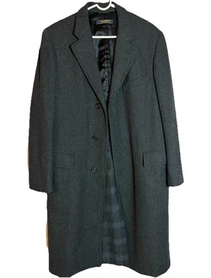 Brooks Brothers 39 Long Gray Herringbone Tweed Wool Overcoat USA MADE - Image 1 of 4